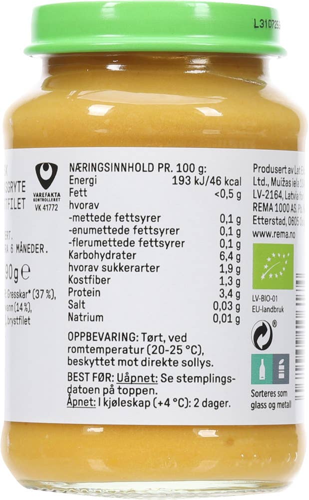 Kolonihagen Hønsegryte med grønnsaker Fra 6 mnd