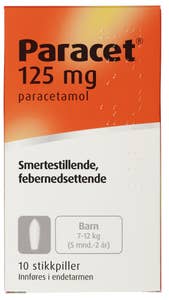 Karo Pharma AS Paracet 125mg Stikkpille, 7-12kg