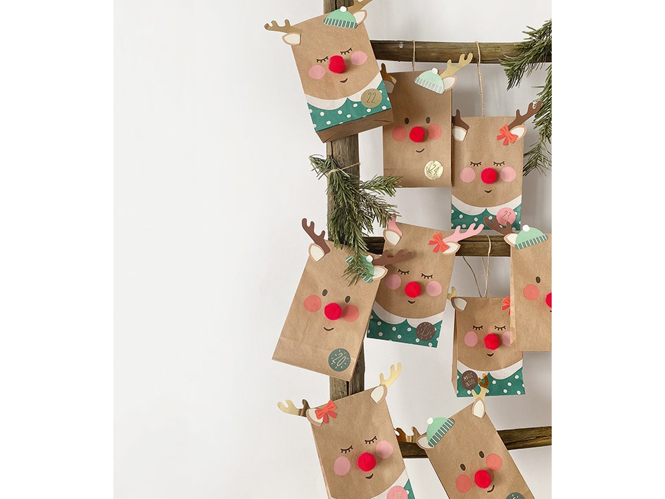 Sprell Kalenderposer Reinsdyr med Rød Nese 24 stk adventskalender