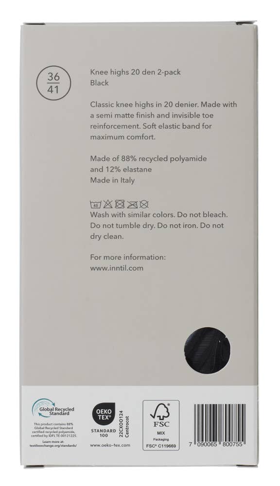 Inntil Knestrømper 20 DEN Sort, str. 36-41
