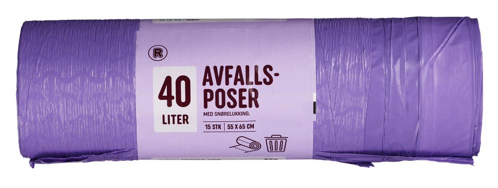 R Avfallspose 40L, med snørelukking