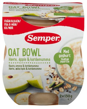 Semper Oat Bowl med Havre, Eple & Kardemomme Fra 8 mnd, 2x130gr