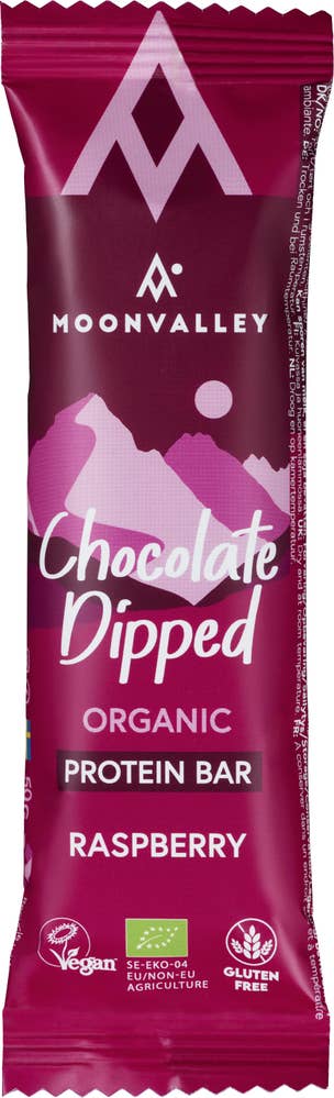 Moonvalley Økologisk proteinbar sjokolade & bringebær