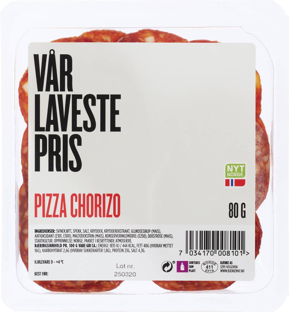 Vår Laveste Pris Pizza chorizo