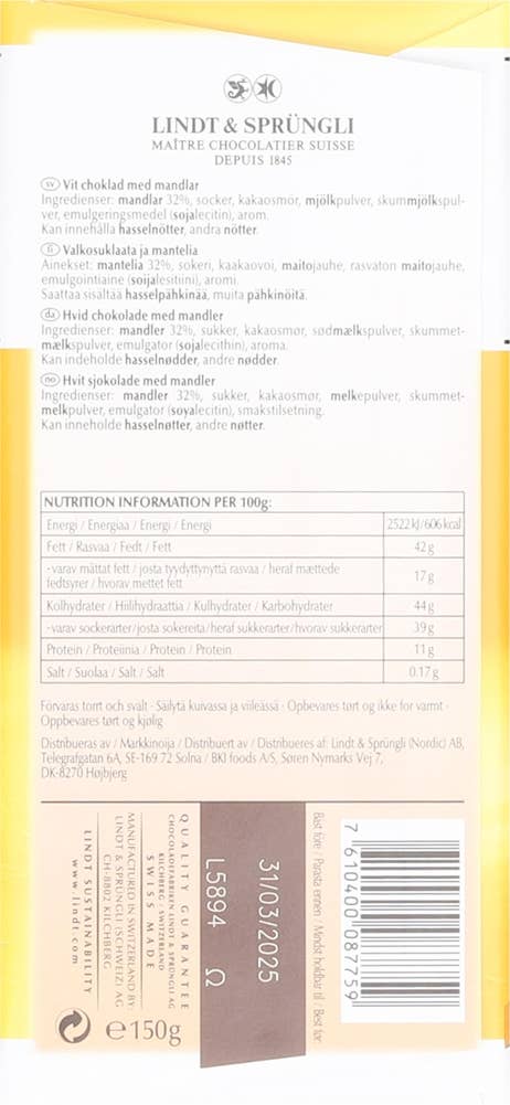 Lindt Les Grandes Hvit mandel