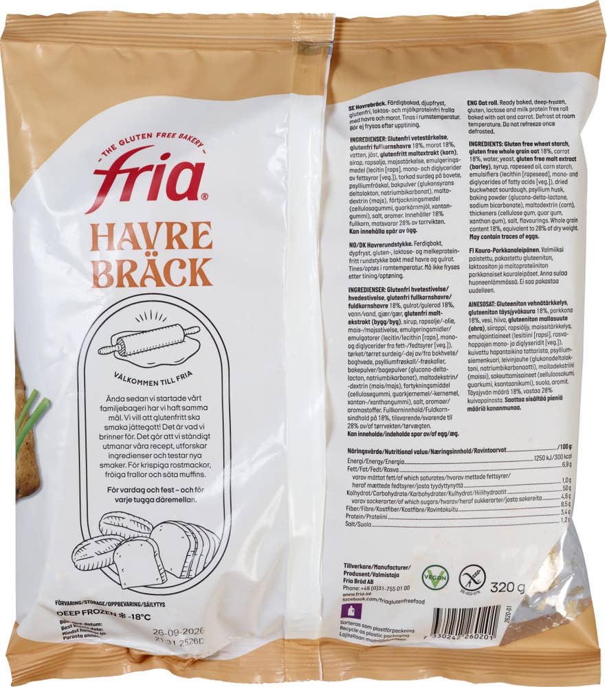 Fria Glutenfri havrebräck rundstykker