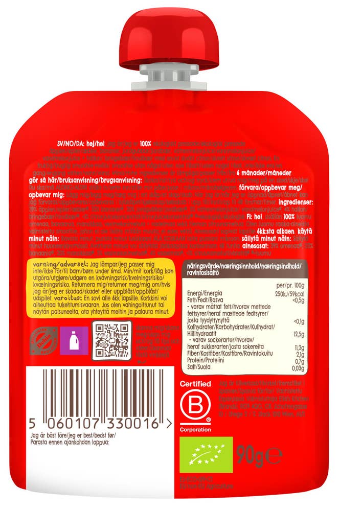 Ellas Økologisk fruktsmoothie The Red One Fra 6 mnd
