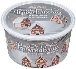 BERTHAS Små pepperkakehus - byggesett 9 stk