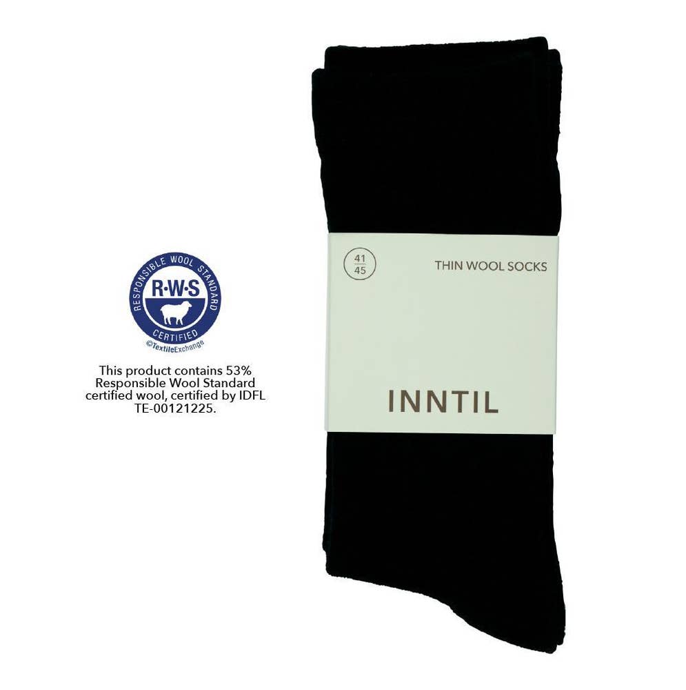 Inntil Tynne sokker i ullblanding Sort, str. 41-45