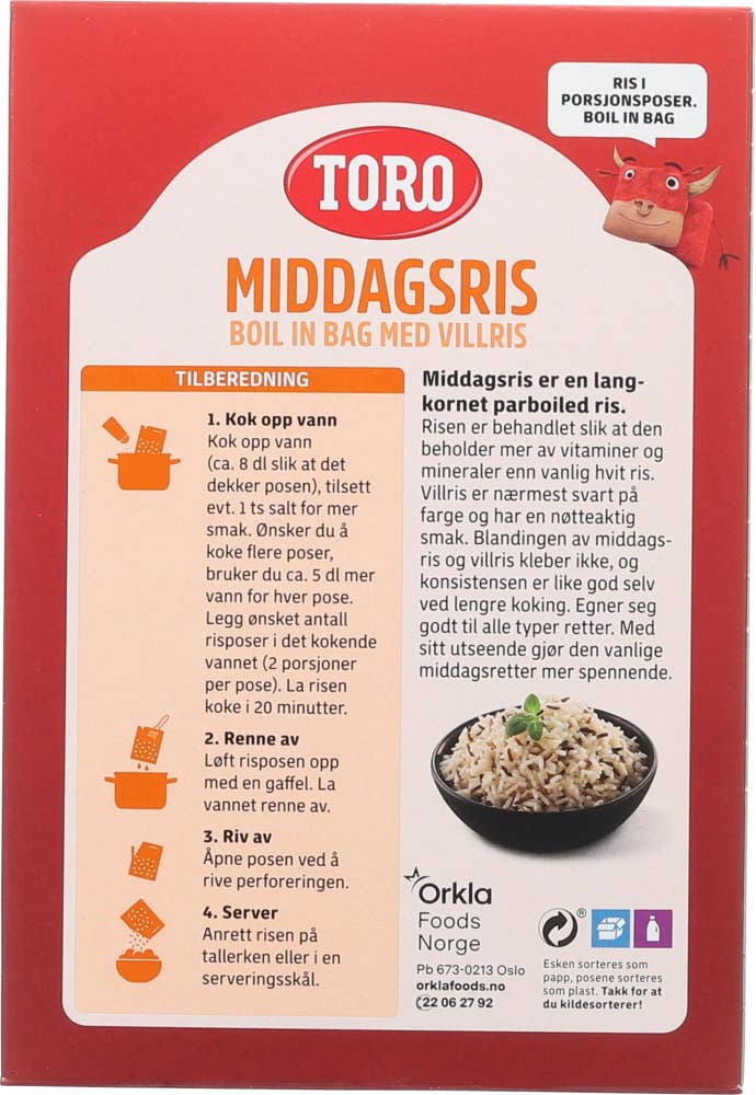 Toro Middagsris med villris Boil in bag