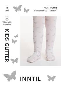 Inntil Hvite glittertights til barn Sommerfuglprint, str 98-104