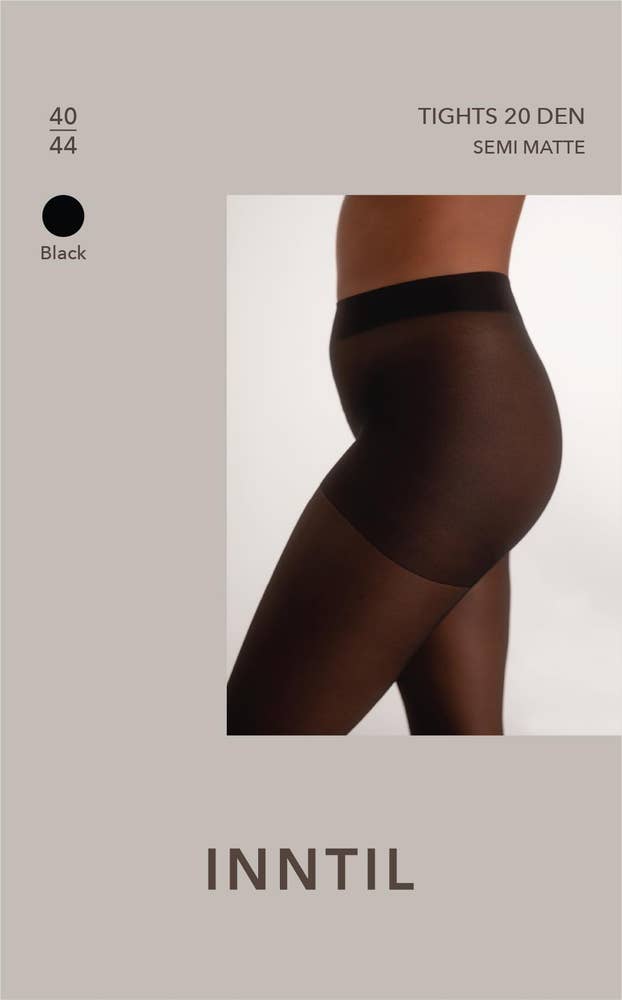 Inntil Strømpebukse 20 DEN Sort, str. 40-44, semi-matt