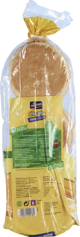 Hatting Chicago hamburgerbrød 6 stk à 80g