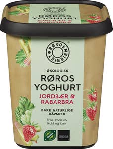 Rørosmeieriet Økologisk Rørosyoghurt Jordbær og rabarbra