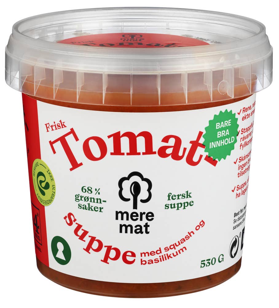 Mere Mat Suppe med tomat, squash og basilikum