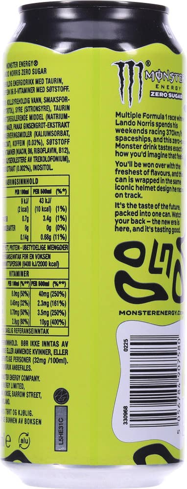 Monster Lando Norris zero sugar