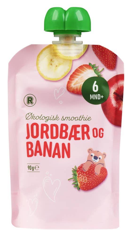 R Smoothie med jordbær og banan Fra 6 mnd
