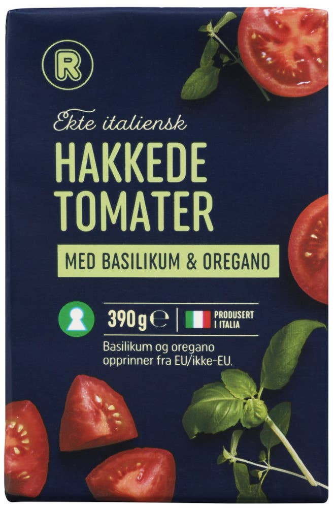 R Hakkede tomater Med basilikum og oregano