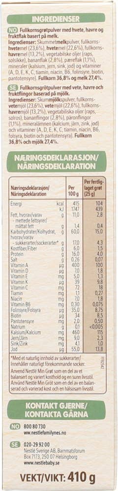 Nestlé Min Fullkornsgrøt Pære og banan Fra 6 mnd