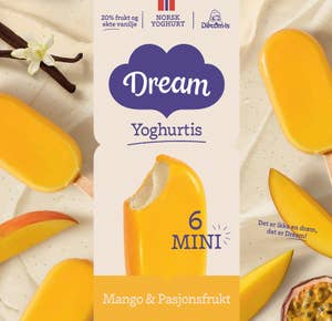 Dream Mini-is mango & pasjonsfrukt 6 stykk