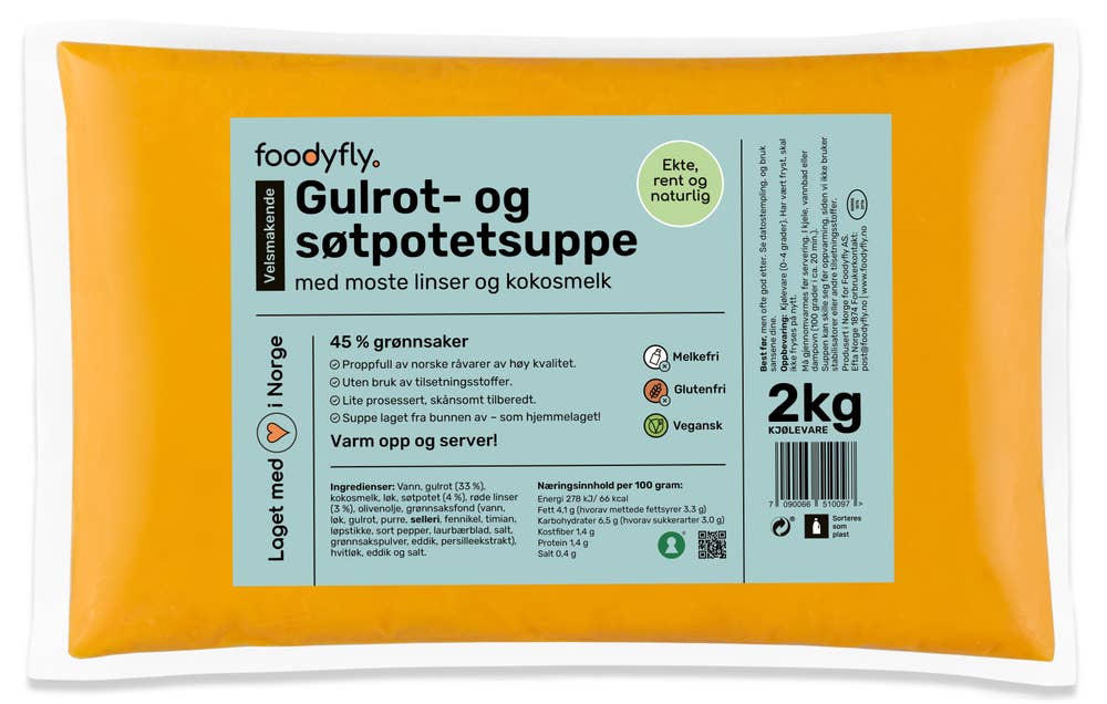 Foodyfly Gulrot- og søtpotetsuppe med linser