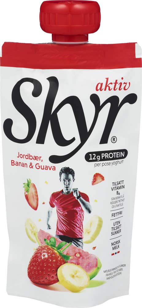 Q SKYR® Aktiv jordbær, banan og guava Porsjonspose