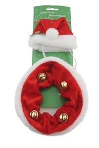 Festive Sett med nisselue og halsbånd til dyr