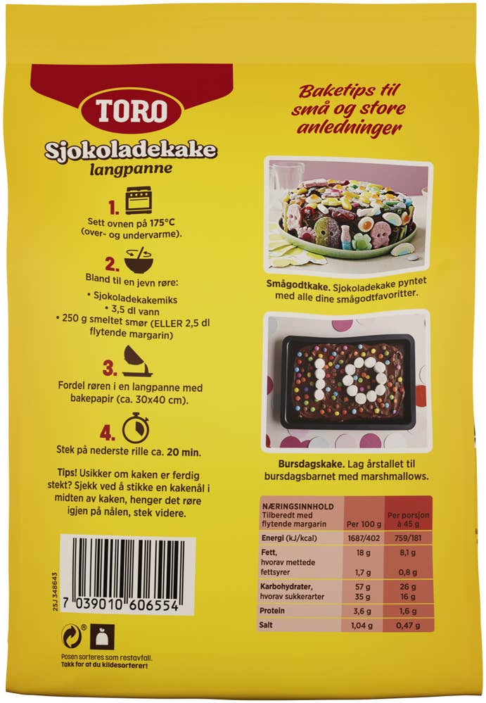 Toro Sjokoladekake langpanne