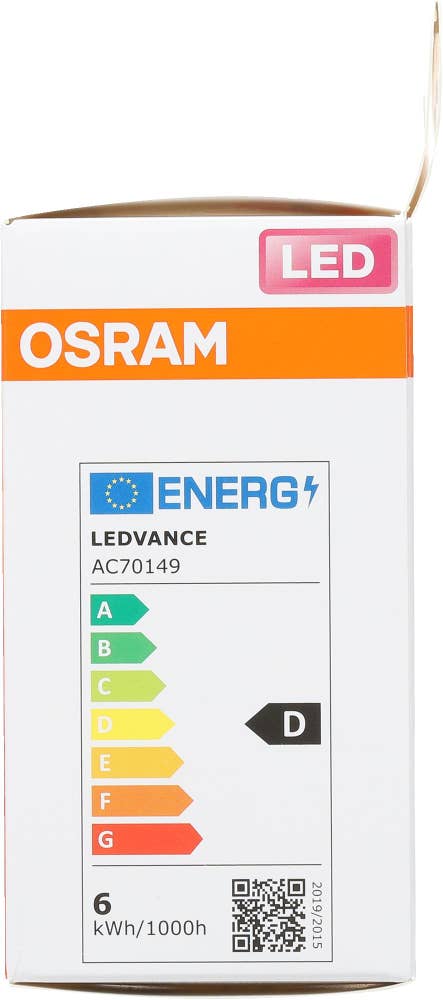 Osram Klar LED-lyspære E27, varm hvit Dimbar, 60 W, 806 lm
