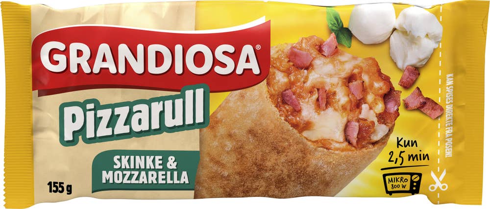 Grandiosa pizzarull med mozzarella og skinke 155 g
