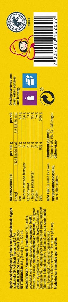 Diplom-is Gullpinne pistasj 8 stk