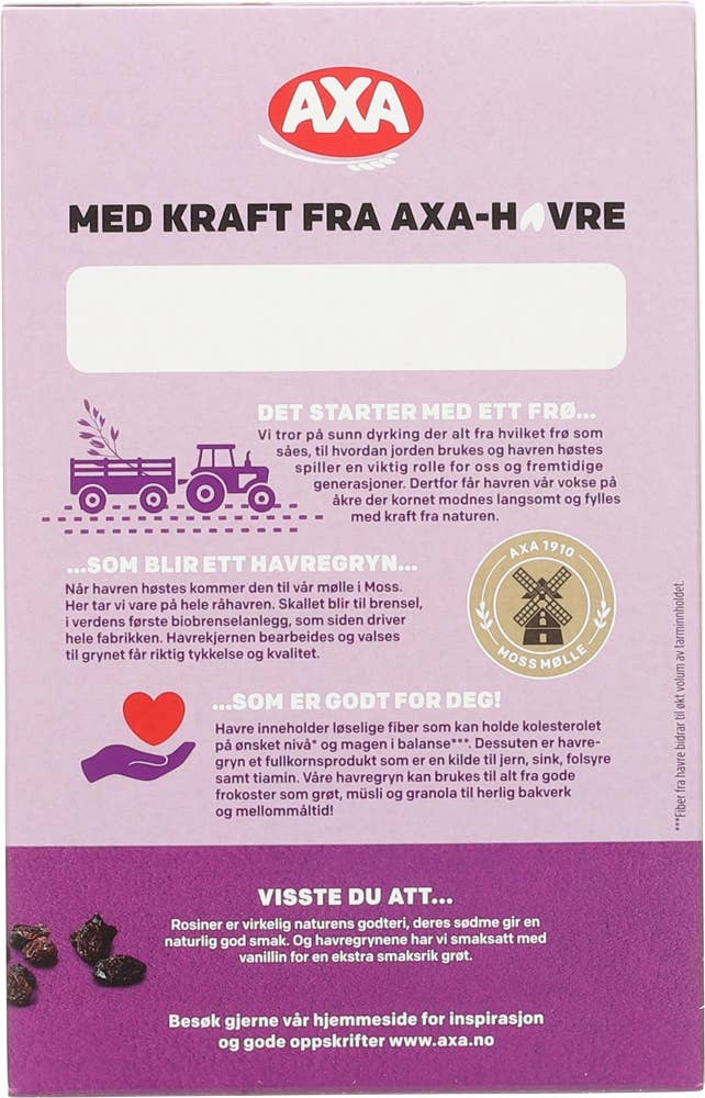 Axa Express havregrøt Rosin og vaniljesmak