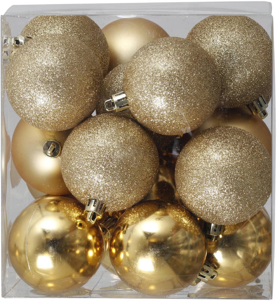 Festive Gylne julekuler ø 6 cm, 20 stk, plast