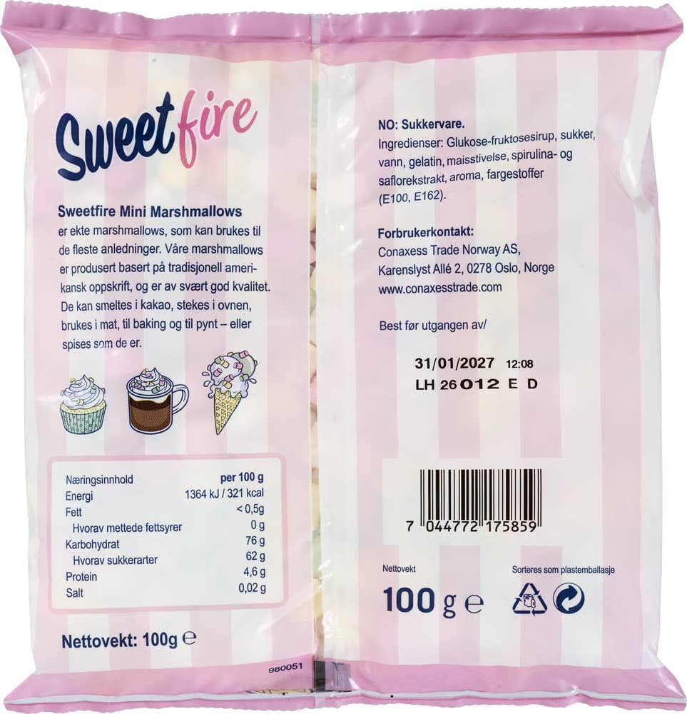 Sweetfire Flerfargede mini-marshmallows