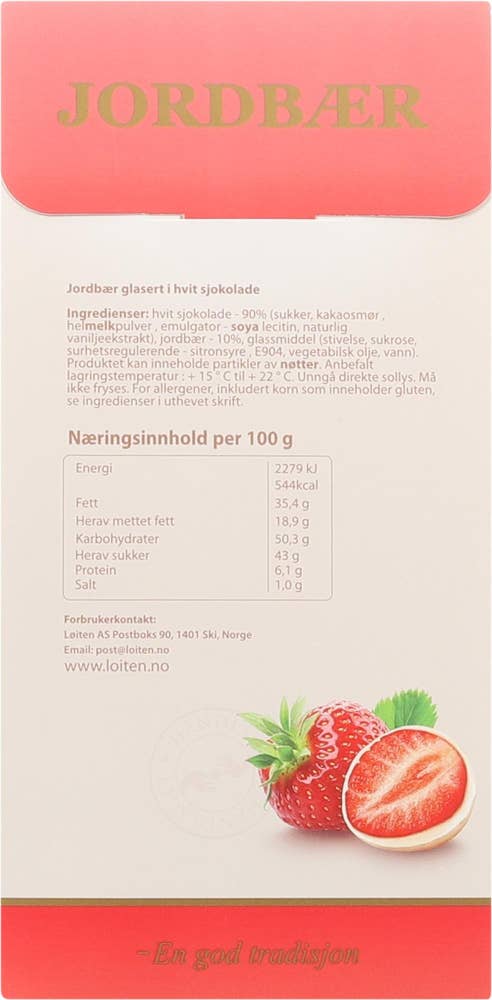 Løiten Fruktsjokolade Jordbær Hvit Sjokolade