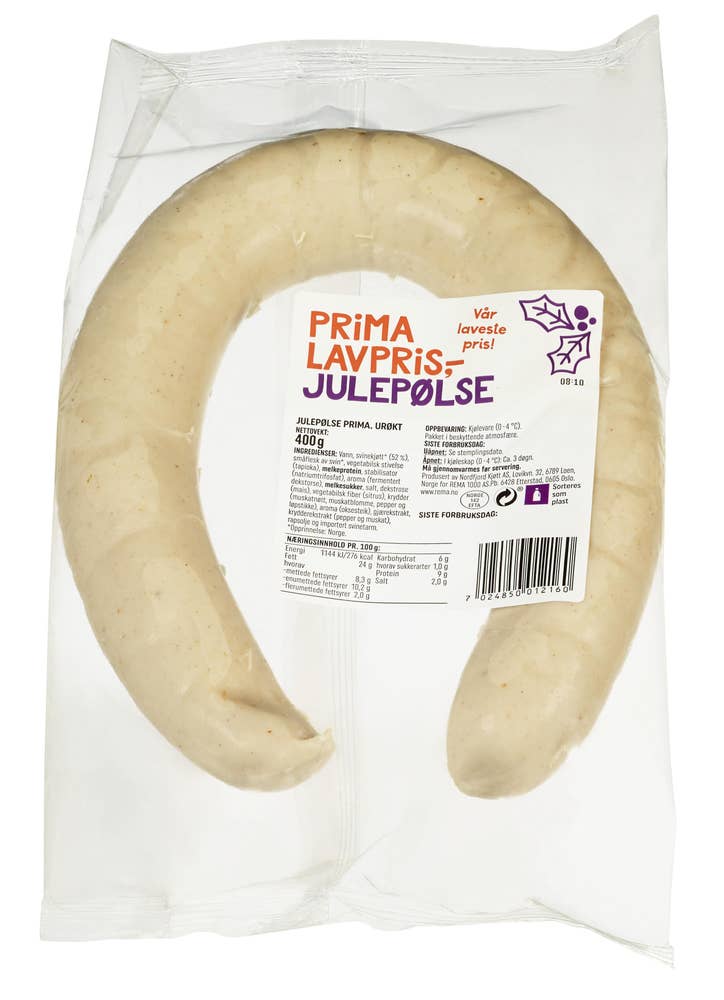 Prima Lavpris Urøkt Julepølse kokt Laveste Pris