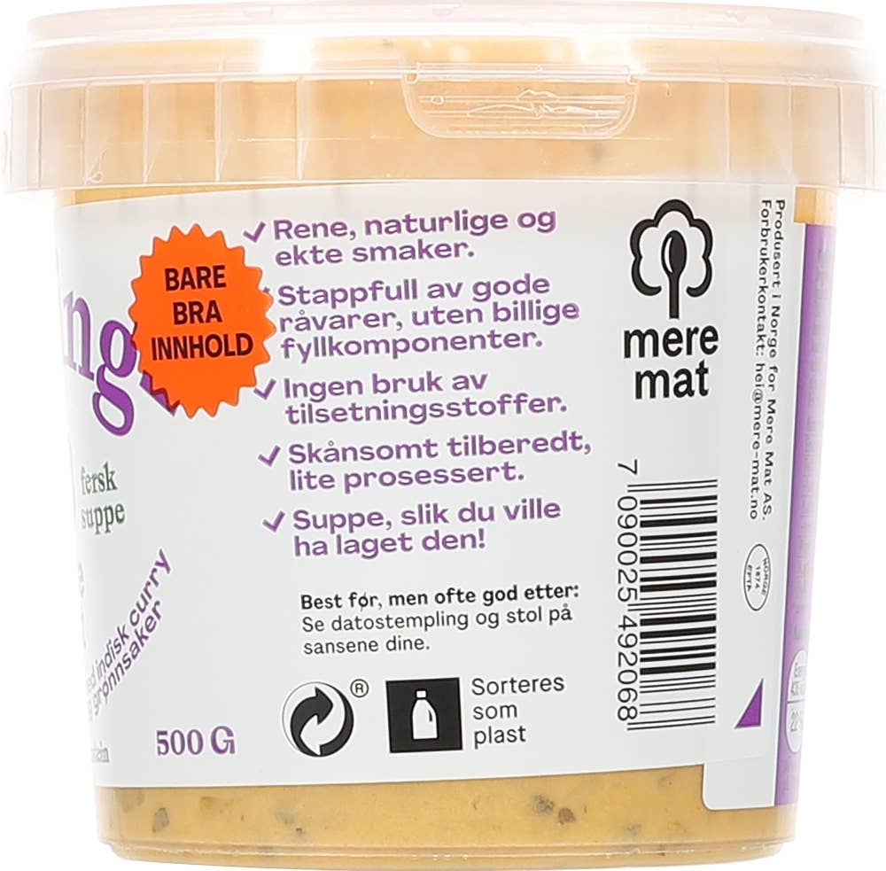 Mere Mat Suppe med kylling, curry og grønnsaker
