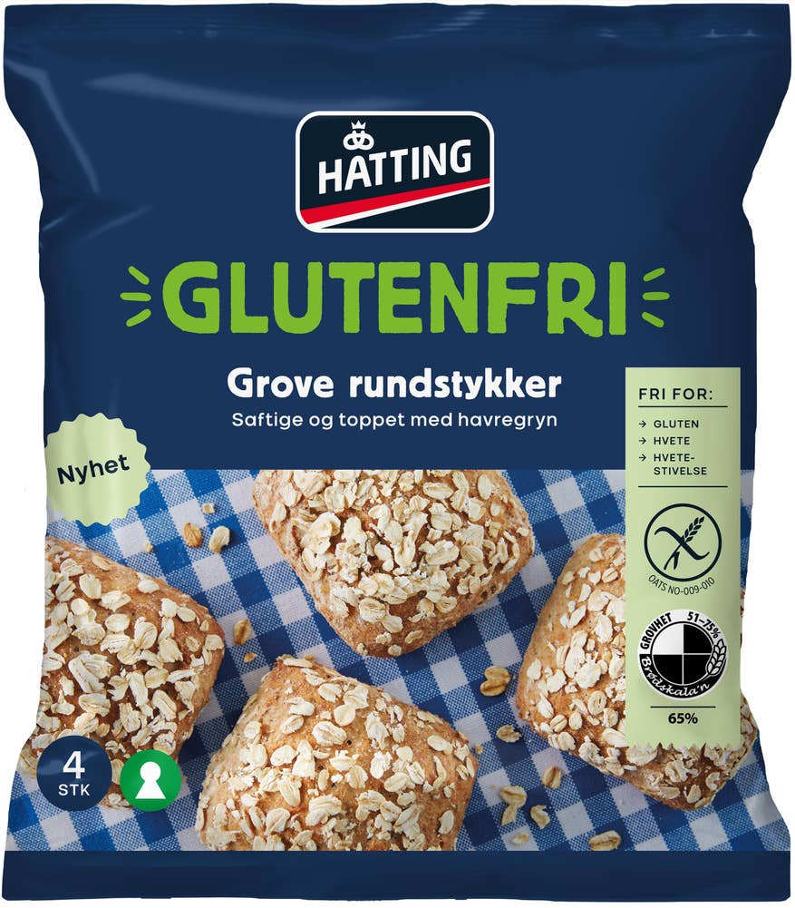 Hatting Glutenfri Grove Rundstykker 4stk
