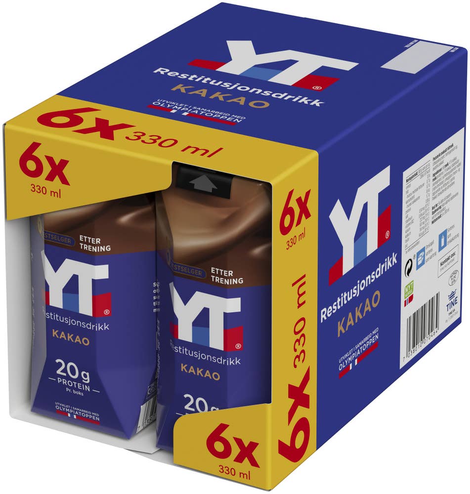 TINE YT restitusjonsdrikk kakao Partivare, 6x330 ml