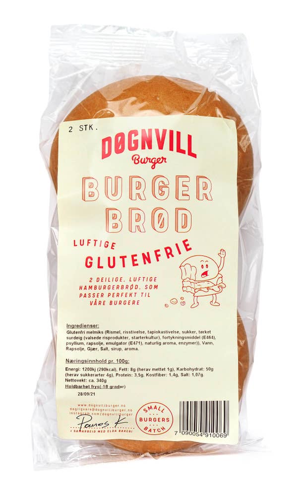 Døgnvill Glutenfritt hamburgerbrød 2 stk