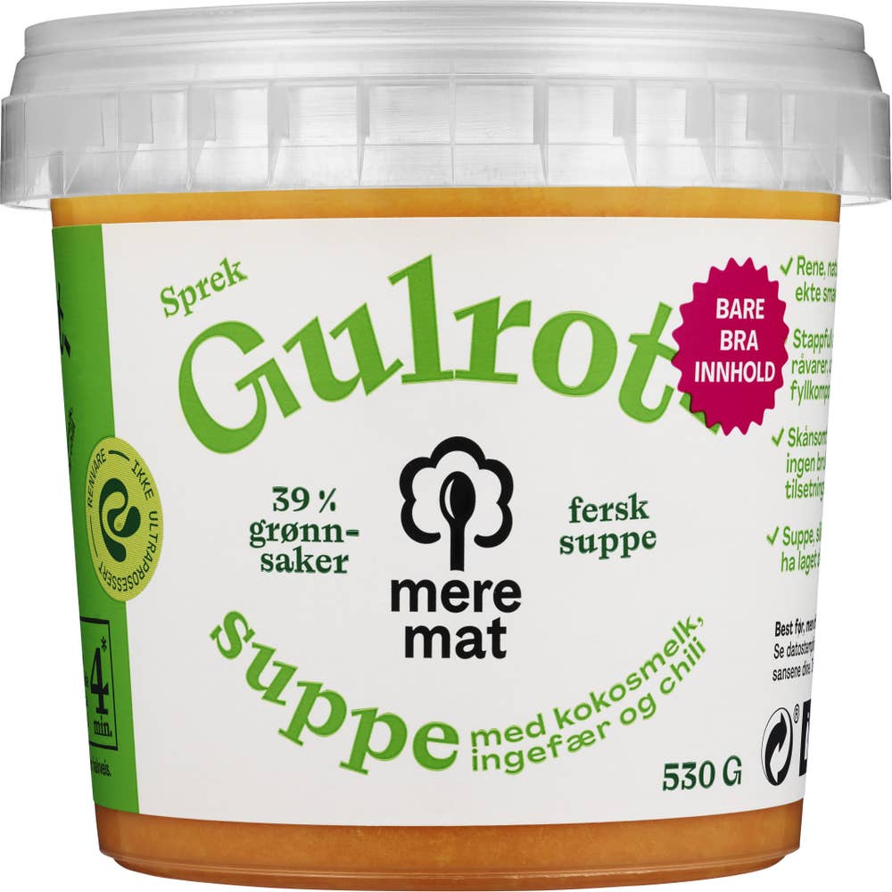 Mere Mat Suppe med gulrøtter, chili og ingefær