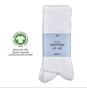 Inntil Tennissokker Hvit, str 41-45, 3 par