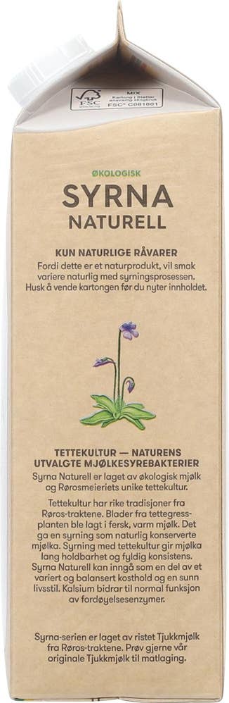 Rørosmeieriet Syrna naturell Økologisk
