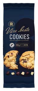 R Cookies med hvit sjokolade og tranebær