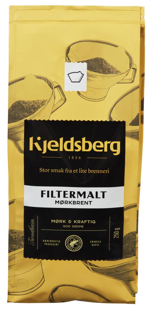 Kjeldsberg Mørkbrent kaffe Filtermalt, mørk og kraftig