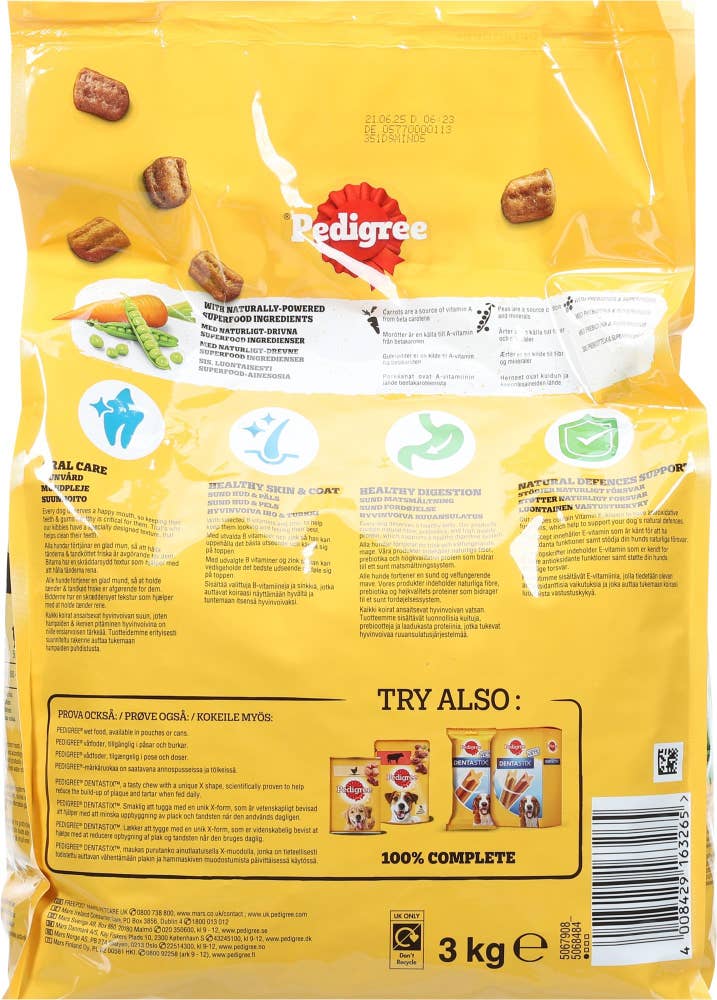 PEDIGREE Adult Tørrfôr med okse og grønnsaker Til voksne hunder