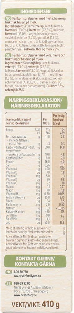 Nestlé Min Fullkornsgrøt Eple og gulrot Fra 8 mnd