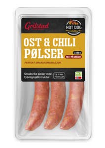 Grilstad Ost & Chilipølser 3 stk