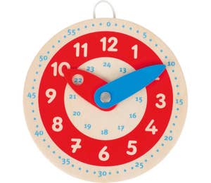 Sprell Liten klokke i tre, lær klokka