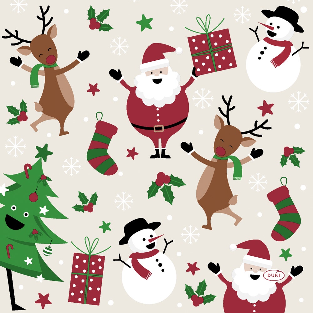 Duni Servietter Jolly Friends 3 lag, 33x33cm